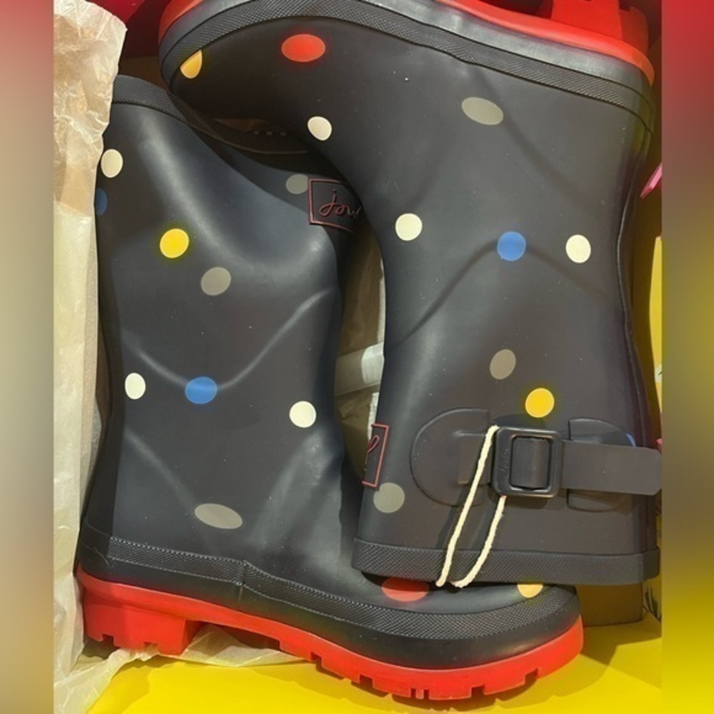 Joules Polka Dot Rain Boots Size 5 - Picture 1 of 2